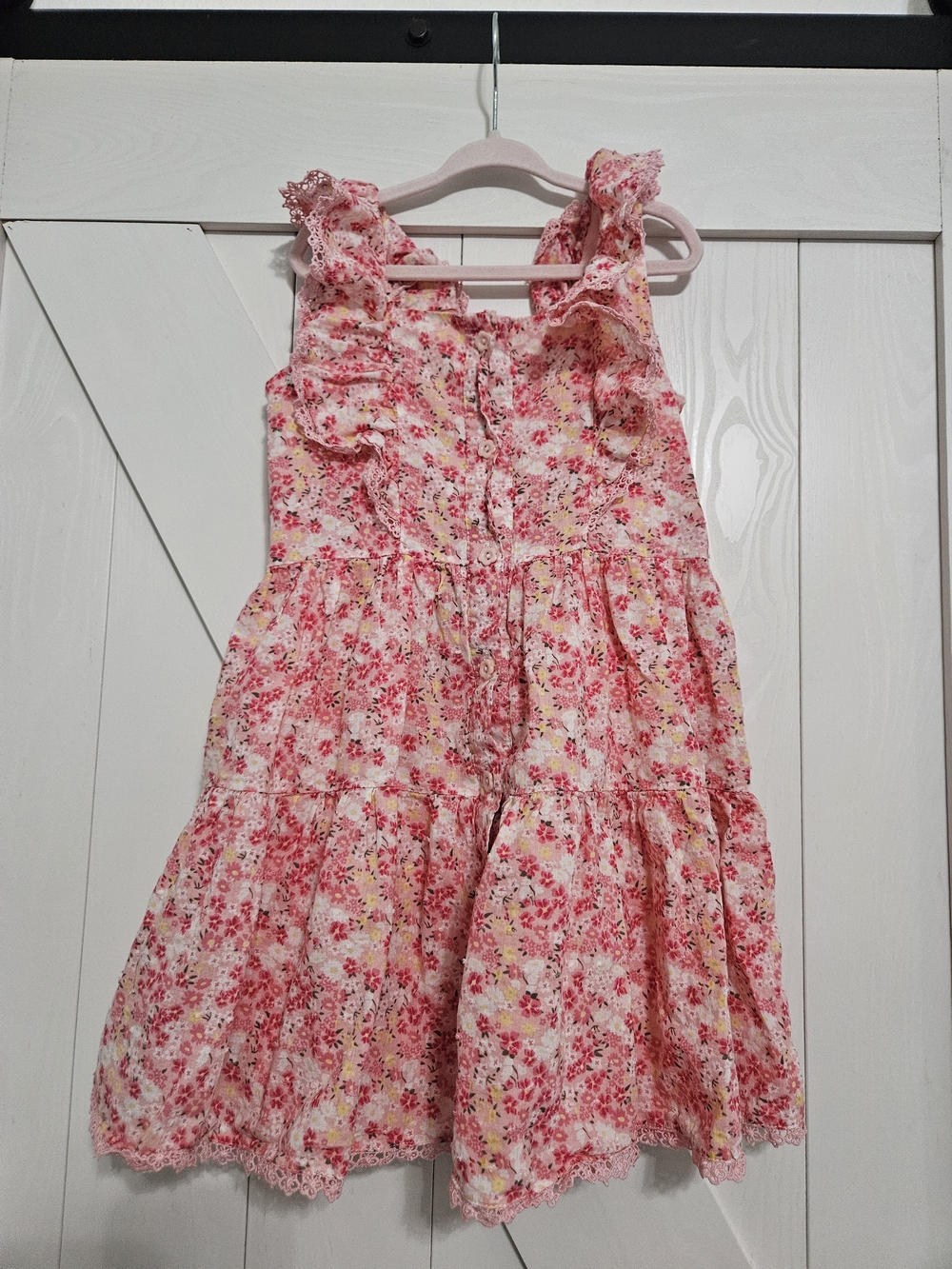 btween Pink Floral Ruffle Tiered Sundress